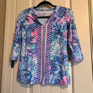 Lilly‎ Pulitzer Karina Tunic XXS Saltwater Blue Shade Seekers Chilly Lilly